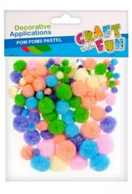 Craft with Fun Ozdoba dekoracyjna pastelowe pompony 24 szt.
