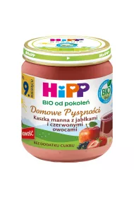 Hipp Domowe Pysznoci Kaszka manna z jabkami i czerwonymi owocami po 9. miesicu 200 g Bio