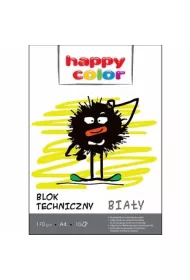 Blok techniczny A4 Happy Color 170g biay 20 szt.