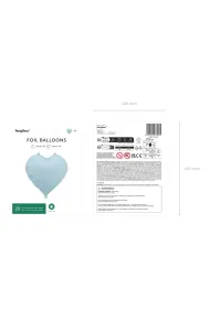 PartyDeco Balon foliowy Serce mglisty niebieski 45cm