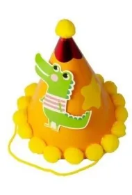 GoParty Czapeczka urodzinowa z pomponami Dinozaur