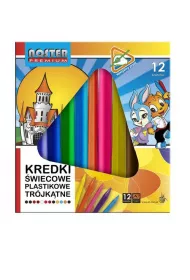 Noster Kredki �wiecowe plastikowe tr�jk�tne 12 kolor�w