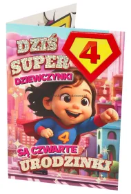 Yeku Karnet Urodziny 4 dziewczynka - Superbohaterka
