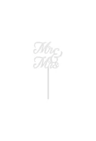PartyDeco Topper akrylowy na tort MR & MRS bia�y 16.5cm