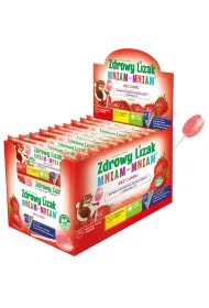 Starpharma Lizak o smaku truskawkowym mniam-mniam bezglutenowy Suplement diety Zestaw 40 szt.