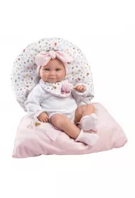 Lalka bobas winylowa Tina w r�owym �piworze 40cm Llorens