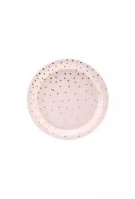 PartyDeco Talerzyki kropki jasny r� 18cm 6 szt.