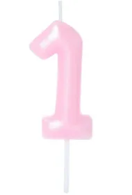 �wieczka na tort - cyferka Candy 1 r�owa 6cm