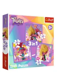 Puzzle 3w1 (20+36+50 el.) Poznaj weso�e Trolle Trefl