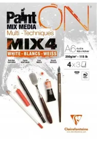 Clairefontaine Blok A6 bia�ych papier�w mix4 250g 12ark