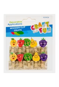 Craft with Fun Ozdoba derkoracyjna drewniana spinacz owoce 10 szt.