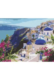 Brushme Malowanie po numerach - krajobraz Santorini 40x50cm