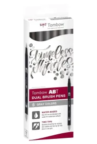 Tombow Flamastry Brush pen dwustronne gray 6 kolor�w