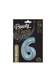 Godan Balon foliowy B&C cyfra 6 holograficzna srebrna 76cm