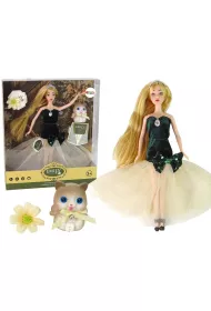 Lalka Emily d�ugie w�osy, kotek, kwiat LeanToys