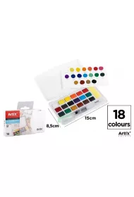 Artix Farba akwarelowa z pdzlem wodnym 18 kolorw
