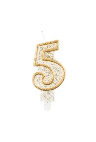 Godan �wieczka cyferka "5" z�oty kontur