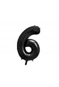 PartyDeco Balon foliowy 6 czarny 86cm