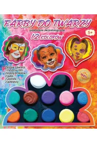 Farby do malowania twarzy 12 kolor�w + akcesoria Aliga
