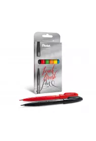 Pentel Pisak/p�dzelek do kaligrafii SES15 6 kolor�w