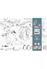 Funny Mat White - Mapa �wiata Zwierz�ta. Mata do kolorowania wielokrotnego u�ytku Strigo
