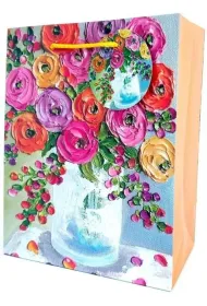 Fresh Torebka ozdobna matowa Kwiaty 18x23x10cm
