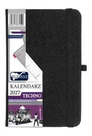 Kalendarz 2027 Techno A6 tygodniowy czarny