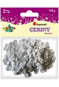 Titanum Cekiny okr�g�e pastelowe bia�e 9mm, 14g
