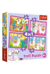 Puzzle 4w1 Lamy na wakacjach Trefl