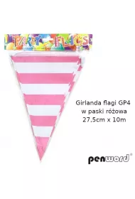 Penword Girlanda flagi w paski r�owa 27.5cmx10m