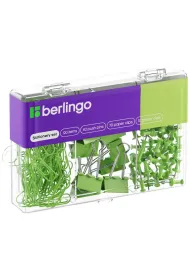 Zestaw zielony: 70 spinaczy, 40 pinezek tablicowych, 10 klip�w, berlingo