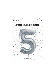 PartyDeco Balon foliowy 5 srebrny 86 cm