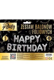 GoParty Zestaw balon�w foliowych Happy Birthday srebrne