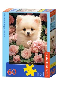 Puzzle 60 el. Pomeranian Puppy in Roses Castorland