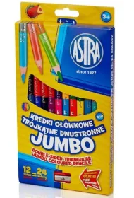 Astra Kredki o��wkowe dwustronne Jumbo 24 kolor�w 12 szt.