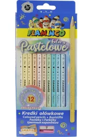 Hasta Kredki o��wkowe tr�jk�tne pastelowe + temper�wka 12 szt.