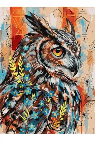 Ideyka Malowanie po numerach - Ekspresyjna sowa 30x40cm