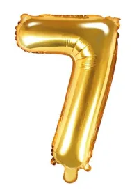 PartyDeco Balon foliowy Cyfra "7", 35cm, z�oty