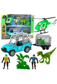 Zestaw z dinozaurem samoch�d +helikopter + figurki