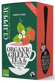Clipper Herbata zielona z truskawk fair trade 20 x 2 g Bio