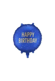PartyDeco Balon foliowy pastylka Happy Birthday 35x35cm
