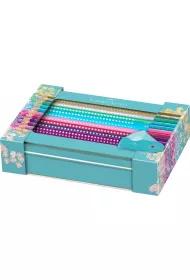 Faber-Castell Kredki o��wkowe Sparkle + akcesoria. Zestaw w metalowym opakowaniu upominkowym 20 szt.