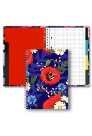 Penmate Brulion b5 160k.kratka z przek�adkami t0126 kwiaty polskie maki w fiolecie folia mat nierysuj�ca
