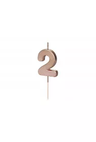 PartyDeco �wieczka urodzinowa 2 r�owe z�oto 4.5cm