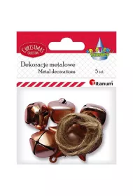 Titanum Dekoracje metal dzwoneczki gwiazdka + sznurek 5szt