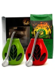 Organic Mate Green Zestaw dla dwojga Yerba Mate 400 g, 2x matero, 2x bombilla 1.1 kg Bio