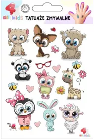 Tatuae zmywalne dla dzieci Sodkie zwierzaki All4Kids