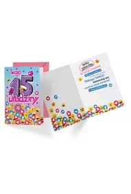 Kukartka Karnet PR-339 Urodziny 15 dziewczynka