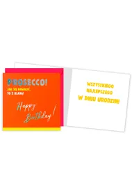 Kukartka Karnet kwadrat Urodziny - Prosecco! QR-009