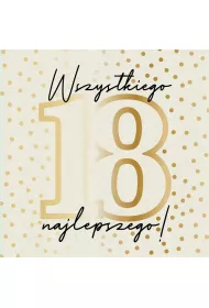 Kukartka Karnet 18 Urodziny kwadrat, z�ote kropki QR-015